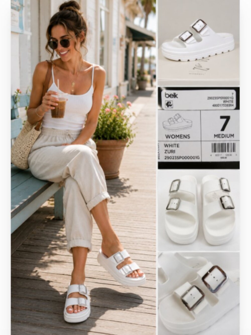 NEW SIZE 7 WHITE SLIDE PLATFORM SANDALS